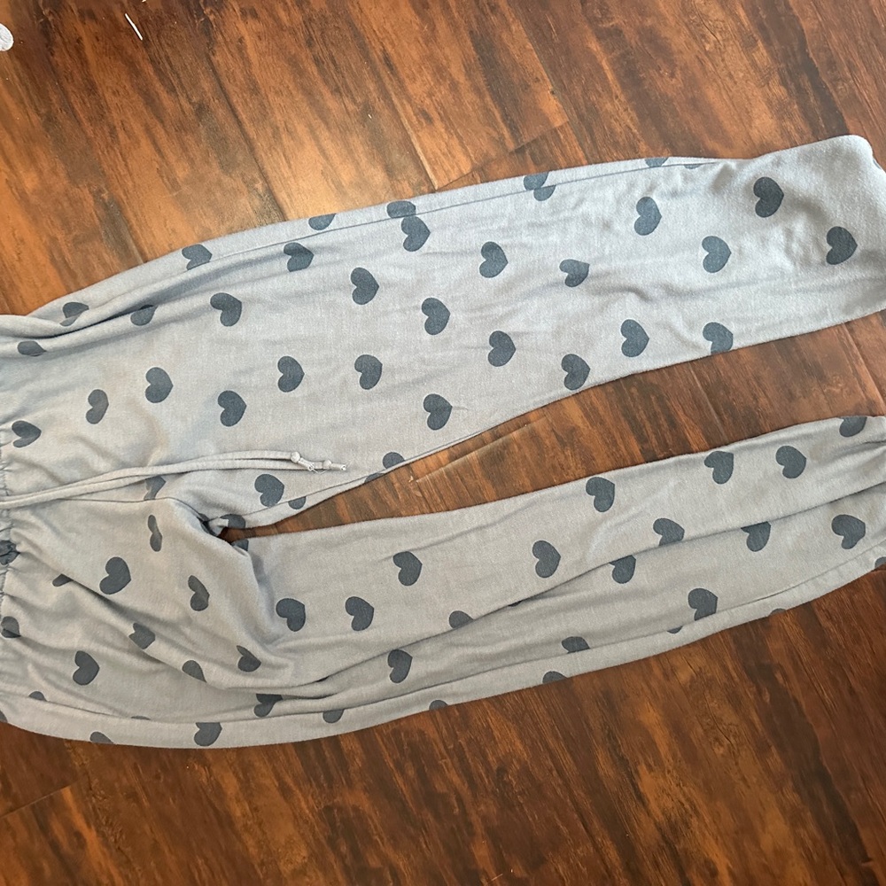 Chaser Gray Heart Pattern Sweatpants - image 1